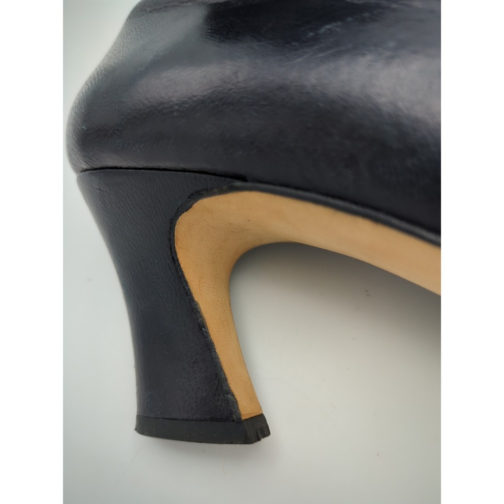 Vtg‎ Rosina Ferragamo Schiavone Block Heeled Pumps Navy Blue Leather Womens 7.5 - Picture 9 of 16